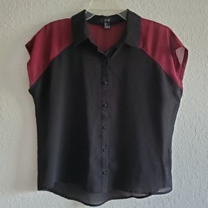 Forever 21 Sheer Colorblock No Sleeve Button down